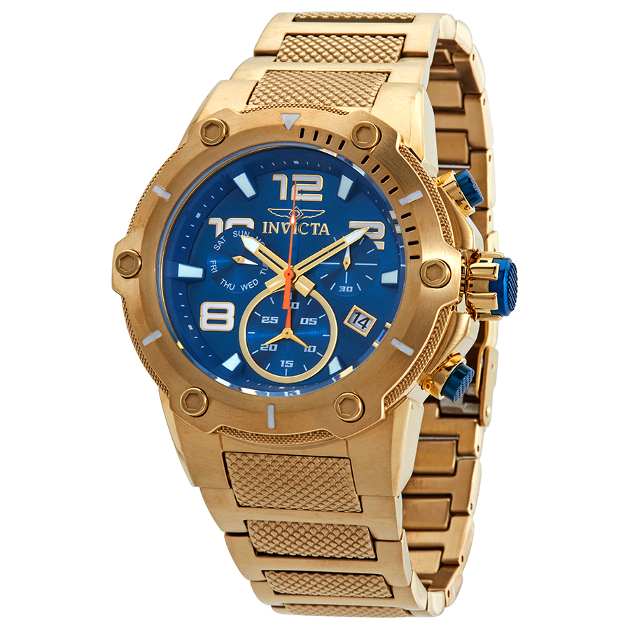 invicta speedway chronograph blue dial gold ion plated men's watch 19532 invicta speedway chronograph blue dial gold ion plated men's watch 19532
