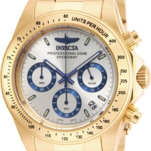 invicta speedway chronograph silver dial yellow gold plated men's watch 17312
