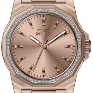 invicta speedway quartz crystal rose gold dial ladies watch 49115