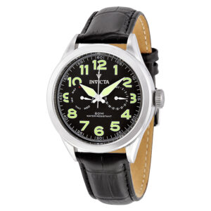 invicta vintage black dial black leather men's watch 11741