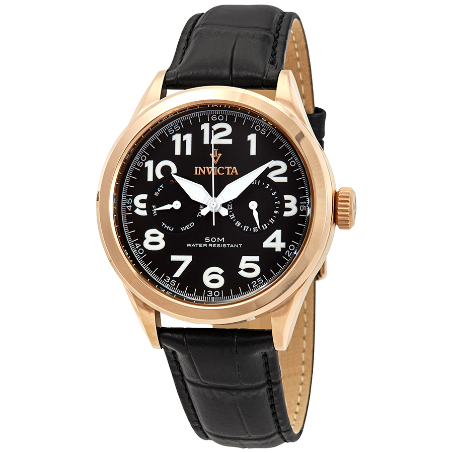 invicta vintage black dial black leather men's watch 11742 invicta vintage black dial black leather men's watch 11742