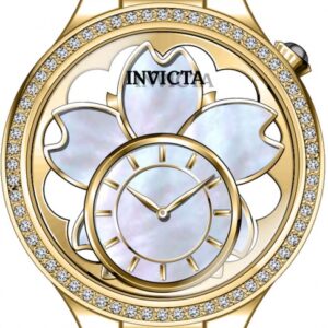 invicta wildflower gold and white dial ladies watch 46754