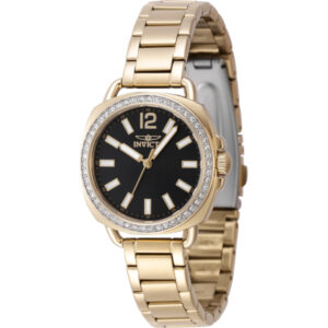 invicta wildflower quartz crystal black dial ladies watch 47328
