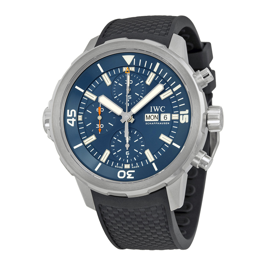 iwc aquatimer chronograph blue dial black rubber men's watch iw3768 05 iwc aquatimer chronograph blue dial black rubber men's watch iw3768 05