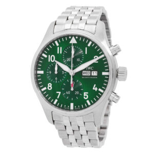 iwc pilot's chronograph automatic green dial men's watch iw378006