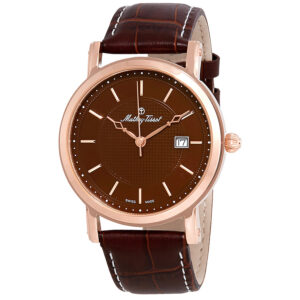 mathey tissot city brown dial men's watch hb611251pm