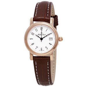 mathey tissot city white dial brown leather ladies watch d31186pg