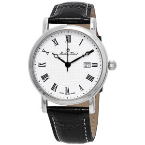 mathey tissot city white dial black leather men's watch h611251abr
