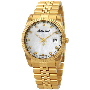 mathey tissot mathey ii quartz crystal mother of pearl dial men's watch h710pi