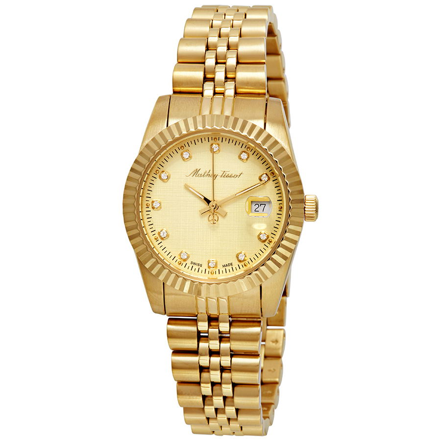 mathey tissot mathey iii quartz crystal gold dial ladies watch d810pdi mathey tissot mathey iii quartz crystal gold dial ladies watch d810pdi