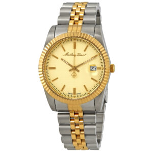 mathey tissot mathey iii quartz gold dial two tone men's watch h810bdi
