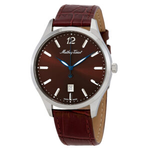 mathey tissot urban brown dial brown leather men's watch h411am