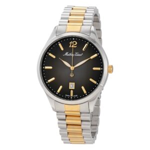 mathey tissot urban quartz black dial two tone men's watch h411mbn