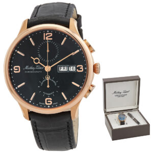 mathey tissot edmond chrono automatic chronograph black dial men's watch h1886chatpn