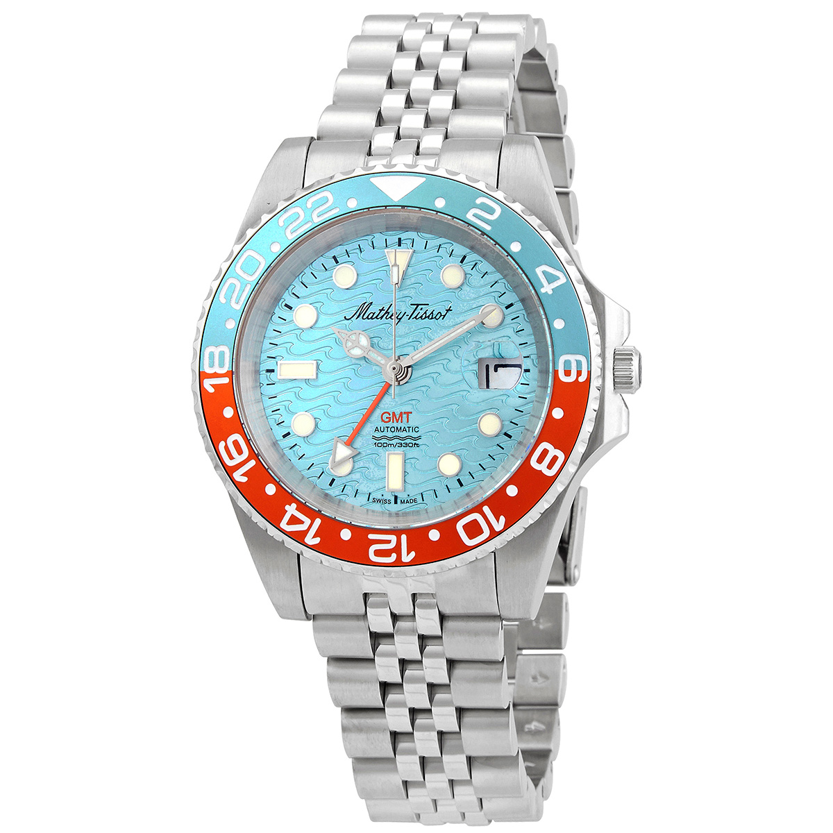 mathey tissot gmt automatic blue dial men's watch h903atbo mathey tissot gmt automatic blue dial men's watch h903atbo
