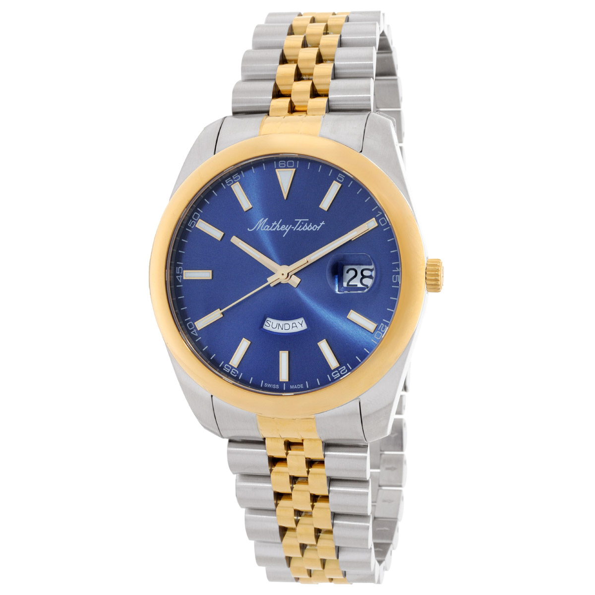 mathey tissot mathy day date quartz blue dial men's watch h510bbu mathey tissot mathy day date quartz blue dial men's watch h510bbu
