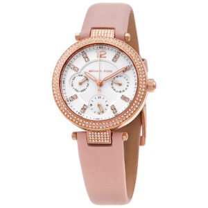 michael kors parker multi function quartz crystal white dial ladies watch mk2914