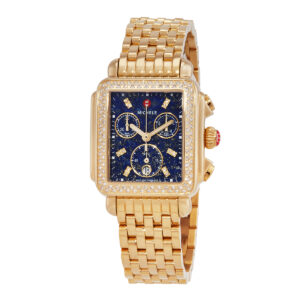 michele deco chronograph quartz diamond blue dial ladies watch mww06a000791