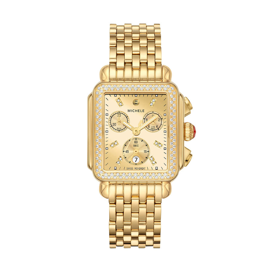 michele deco chronograph quartz diamond gold dial ladies watch mww06a000806 michele deco chronograph quartz diamond gold dial ladies watch mww06a000806
