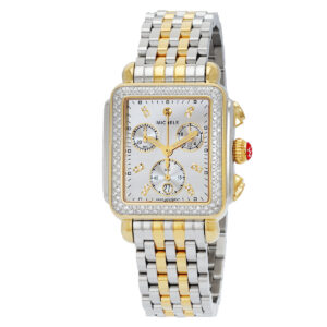 michele deco chronograph quartz diamond silver dial ladies watch mww06a000805