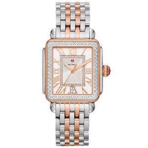 michele deco quartz diamond silver sunray dial ladies watch mww06t000220