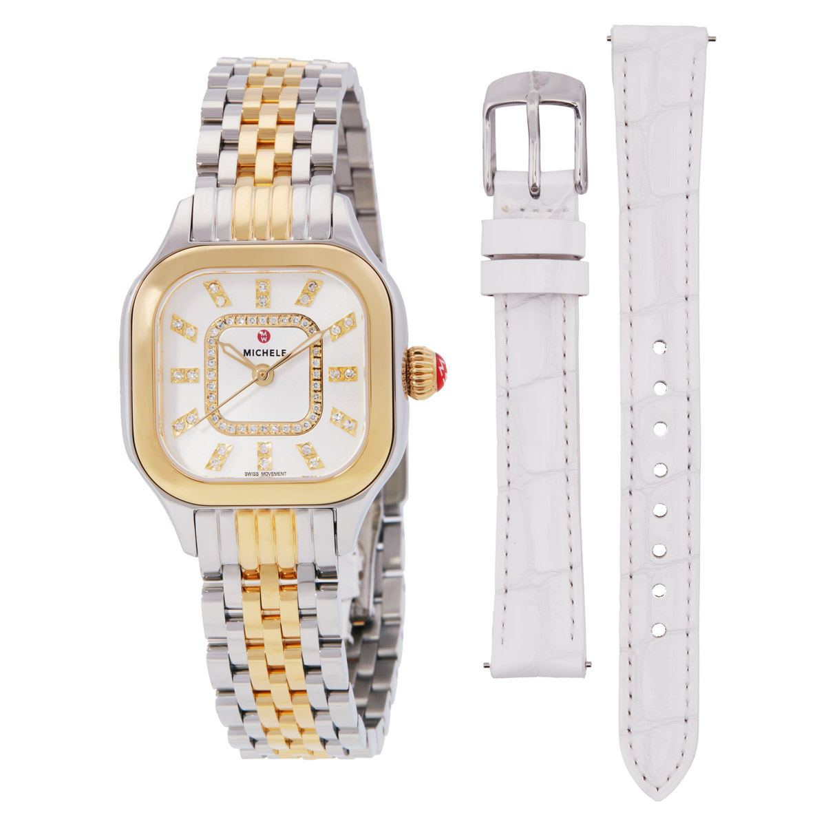 michele meggie two tone 18k gold plated diamond dial watch gift set michele meggie two tone 18k gold plated diamond dial watch gift set