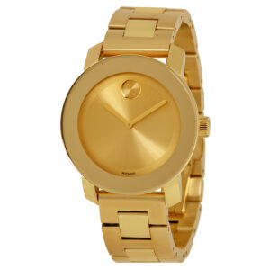 movado bold champagne dial yellow gold ion pated ladies watch 3600085