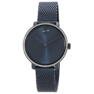 movado bold quartz blue dial ladies watch 3600780