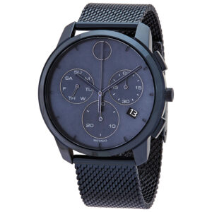 movado bold thin chronograph quartz blue dial men's watch 3600633
