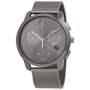 movado bold thin chronograph quartz grey dial men's watch 3600635