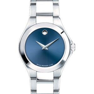 movado defio quartz blue dial ladies watch 0607309