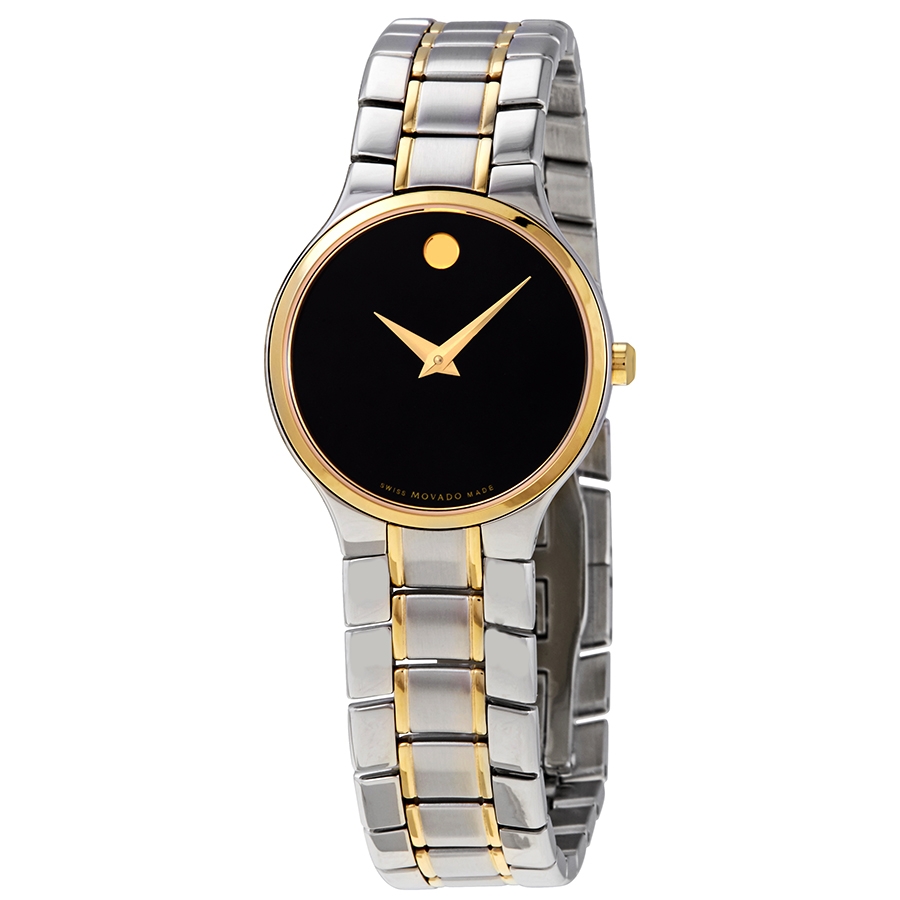 movado serio quartz black dial two tone ladies watch 0607289 movado serio quartz black dial two tone ladies watch 0607289