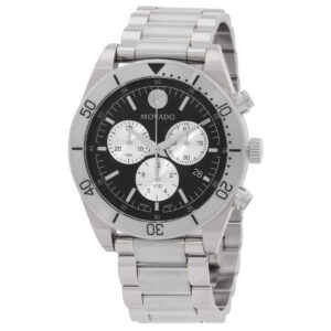 movado sport chronograph quartz black dial men's watch 607993
