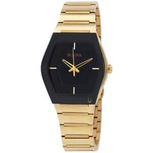 bulova open box bulova quartz black dial gold tone men's watch 97a164