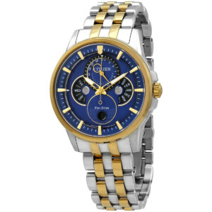 citizen open box citizen calendrier multi function blue dial two tone men's watch bu0054 52l