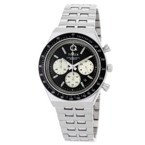 timex open box timex q chronograph quartz black dial men's watch tw2v42600