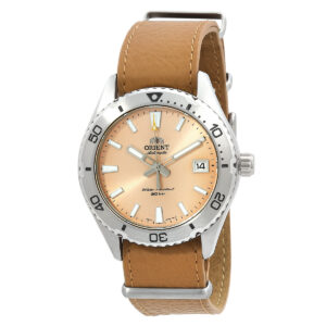 orient sports automatic apricot dial men's watch ra ac0q05p10b