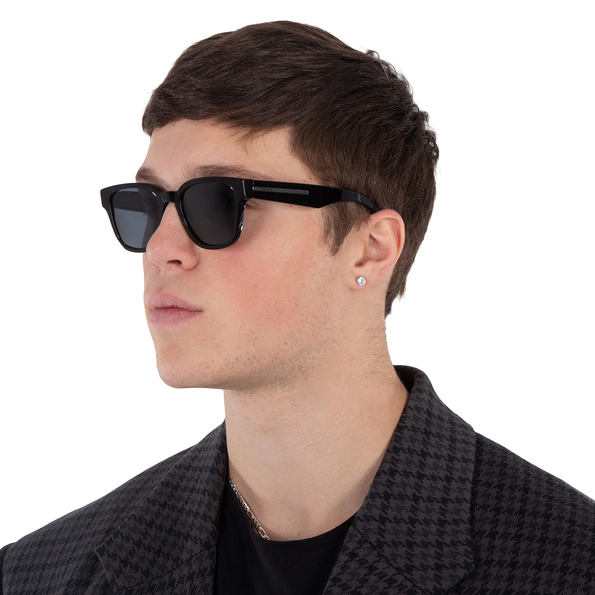 prada grey square men's sunglasses pr a04s 16k07t 52 prada grey square men's sunglasses pr a04s 16k07t 52