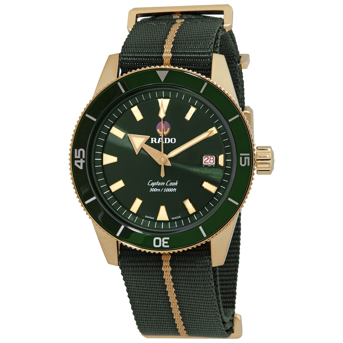 rado captain cook automatic green dial men's watch r32504317 rado captain cook automatic green dial men's watch r32504317