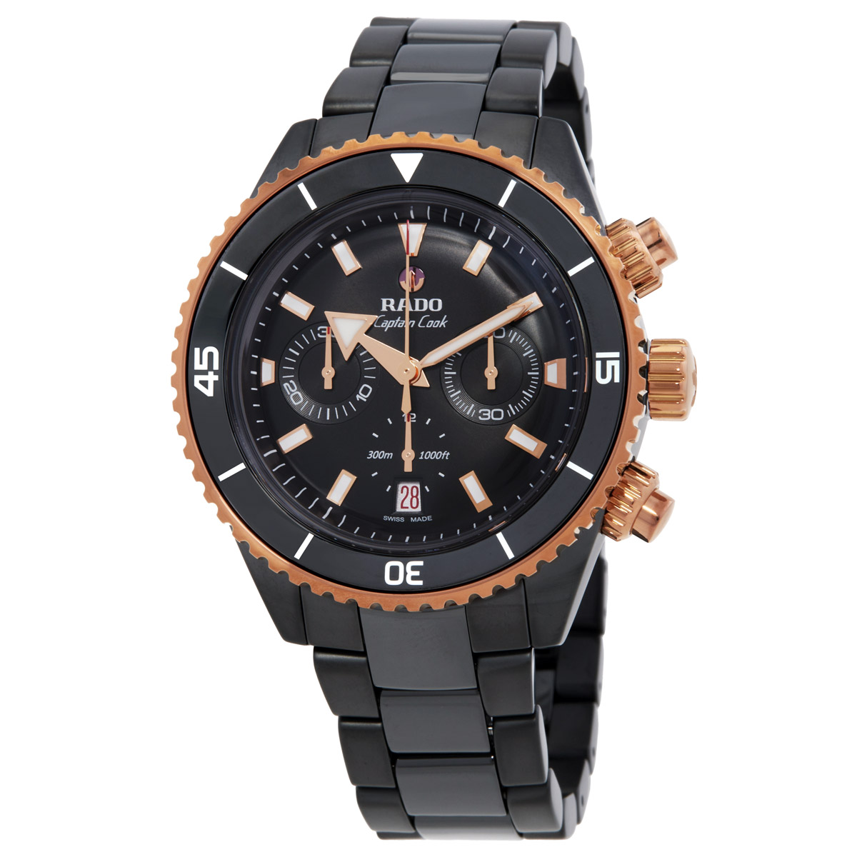 rado captain cook chronograph automatic black dial watch r32190153 rado captain cook chronograph automatic black dial watch r32190153