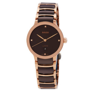 rado centrix diamonds quartz brown dial ladies watch r30024712