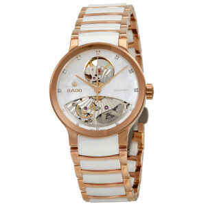 rado centrix open heart mother of pearl dial automatic ladies watch r30248902