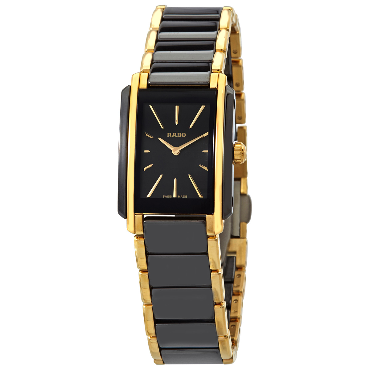 rado integral quartz black dial two tone ladies watch r20845162 rado integral quartz black dial two tone ladies watch r20845162