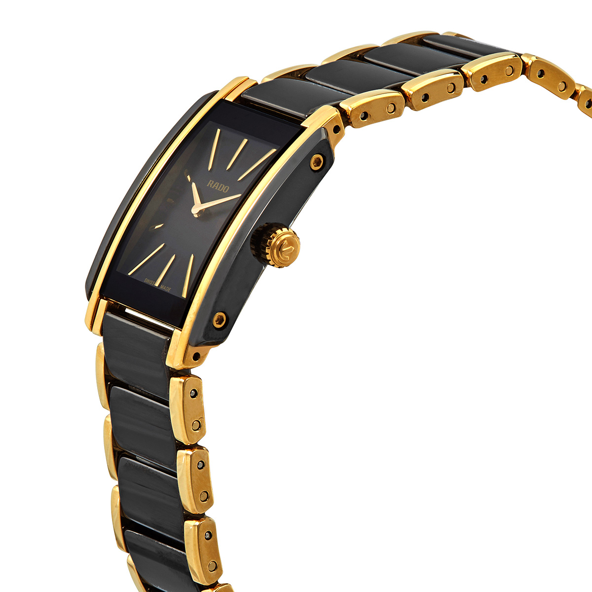 rado integral quartz black dial two tone ladies watch r20845162 rado integral quartz black dial two tone ladies watch r20845162