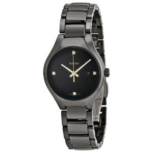rado true black dial black ceramic ladies watch r27059712