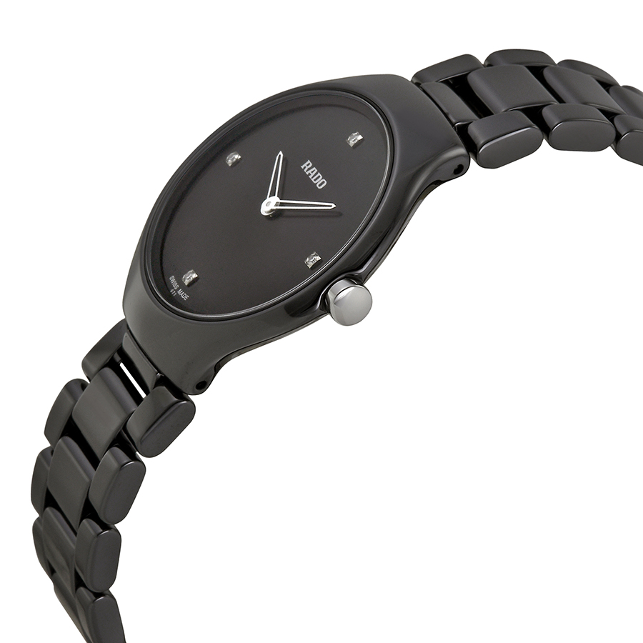 rado true thinline black dial black ceramic ladies watch r27742712 rado true thinline black dial black ceramic ladies watch r27742712