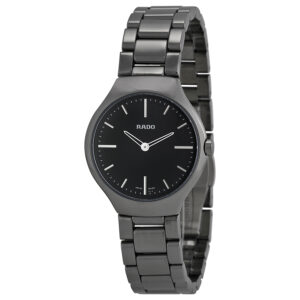 rado true thinline black dial gunmetal ceramic ladies watch r27956152