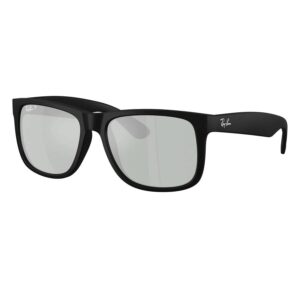 ray ban ray ban justin classic green mirror silver polarized square men's sunglasses rb4165 622/y4 51