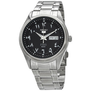 seiko 5 automatic black arabic dial men's watch snkp21j1