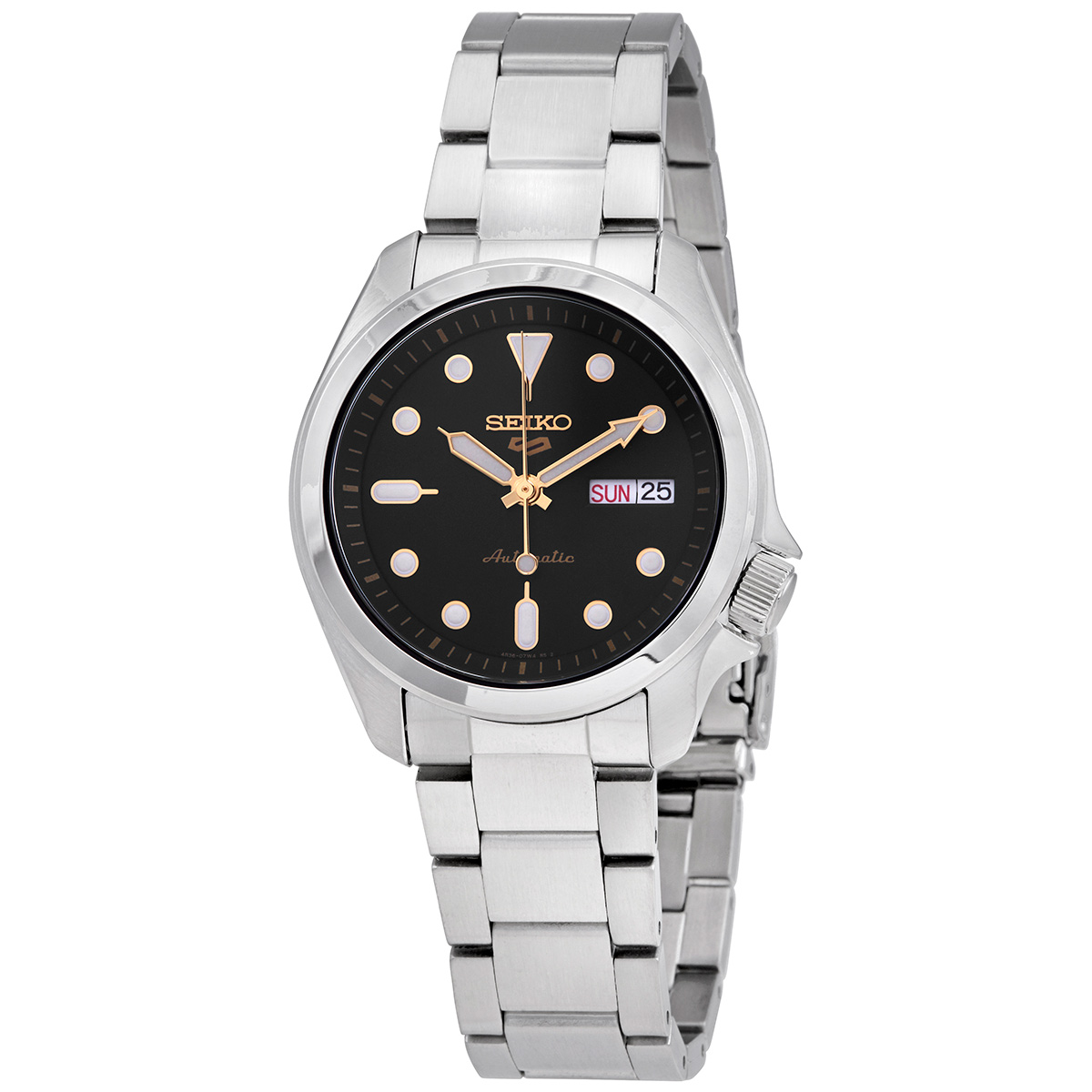 seiko 5 automatic black dial stainless steel men's watch srpe57k1 seiko 5 automatic black dial stainless steel men's watch srpe57k1